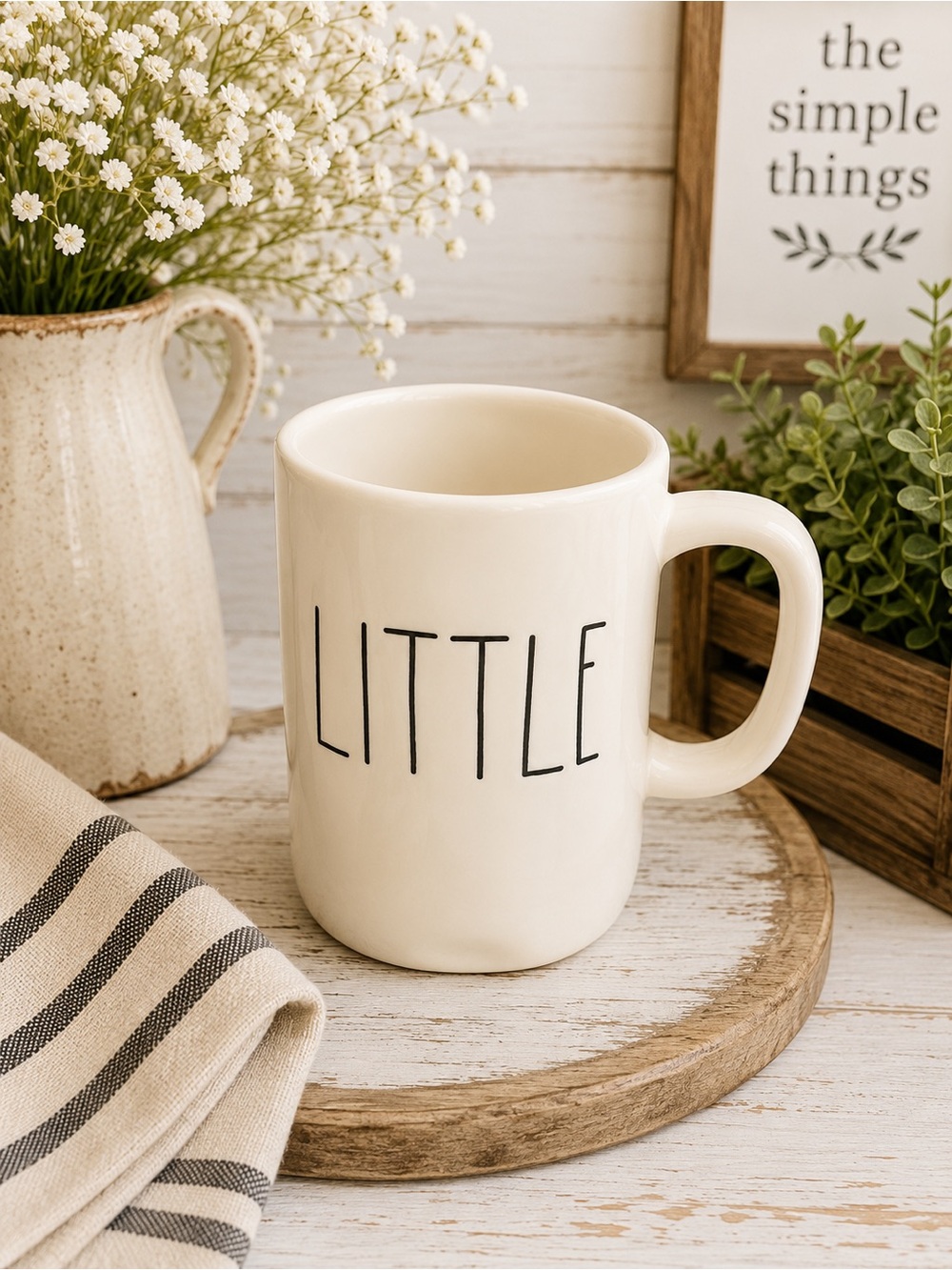 Rae Dunn Cream 'LITTLE' Ceramic Mug NO BUNDLES ON MUGS